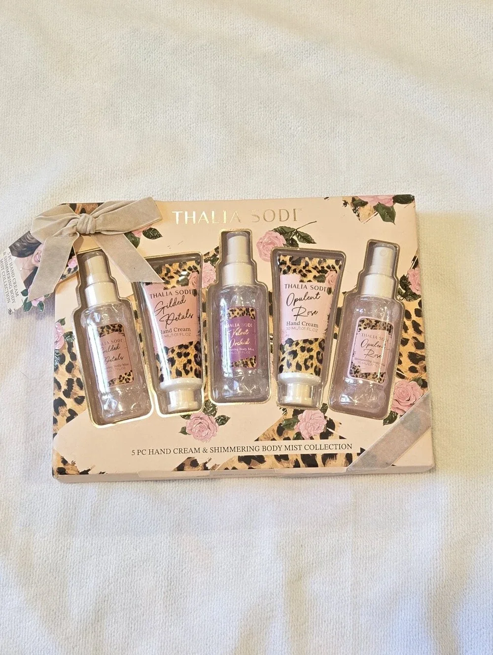 Thalia Sodi NIB 5 Piece Opulent Rose Pink Hand Cream & Body Mist Gift Set